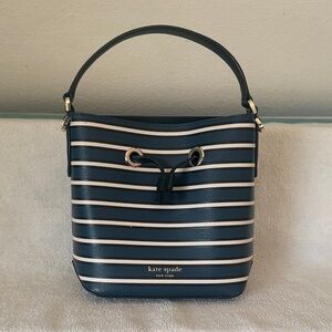 Kate Spade Navy, Black, and White Striped Purse